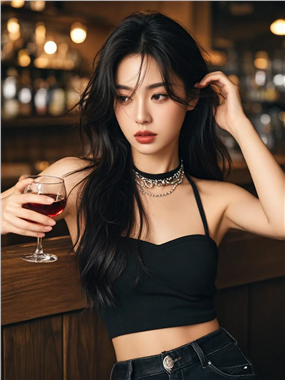 酒吧性感吧台美女写真摄影图片